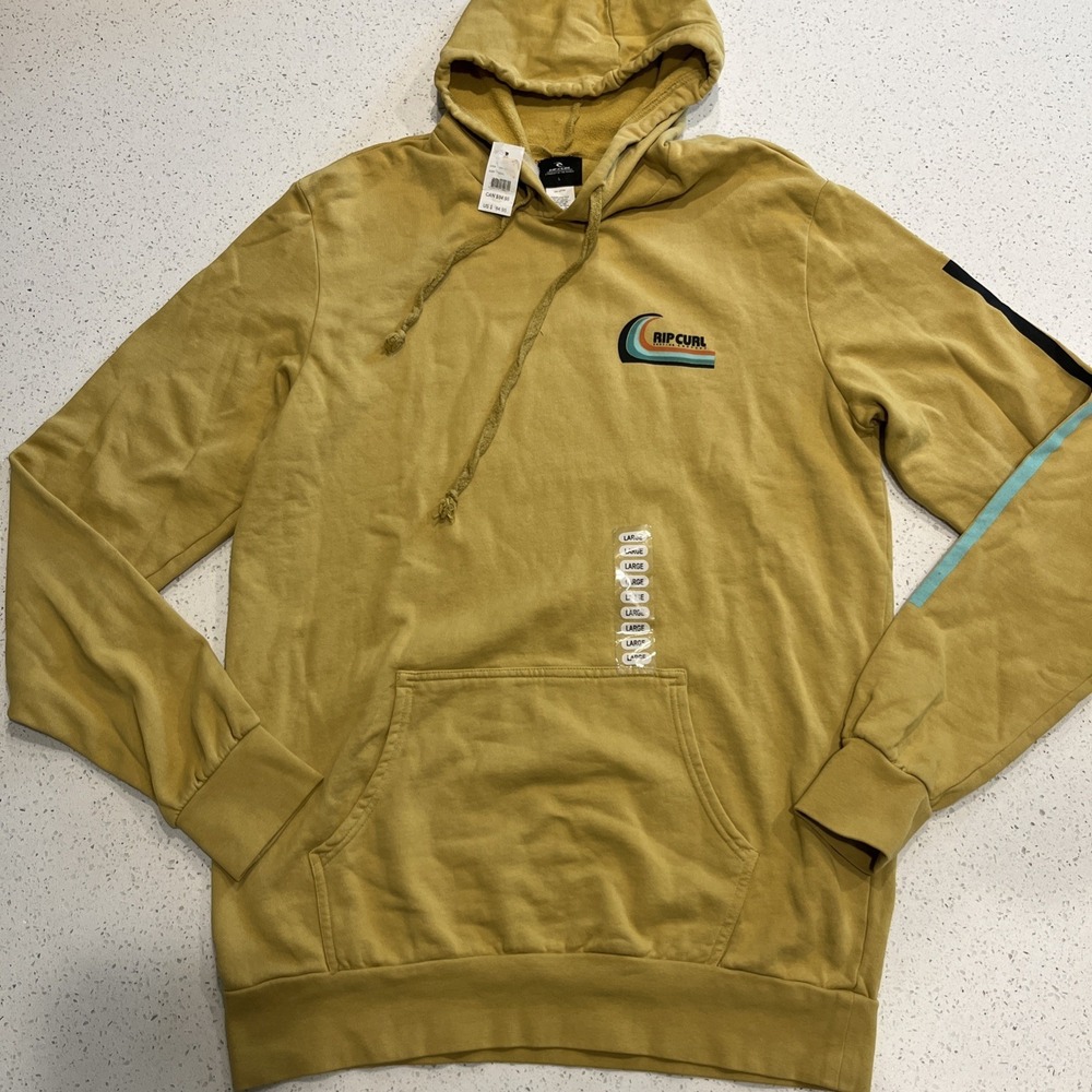 Rip Curl Surf Revival Line Up Hoodie In Washed Mustard‎ Yellow Large NWT